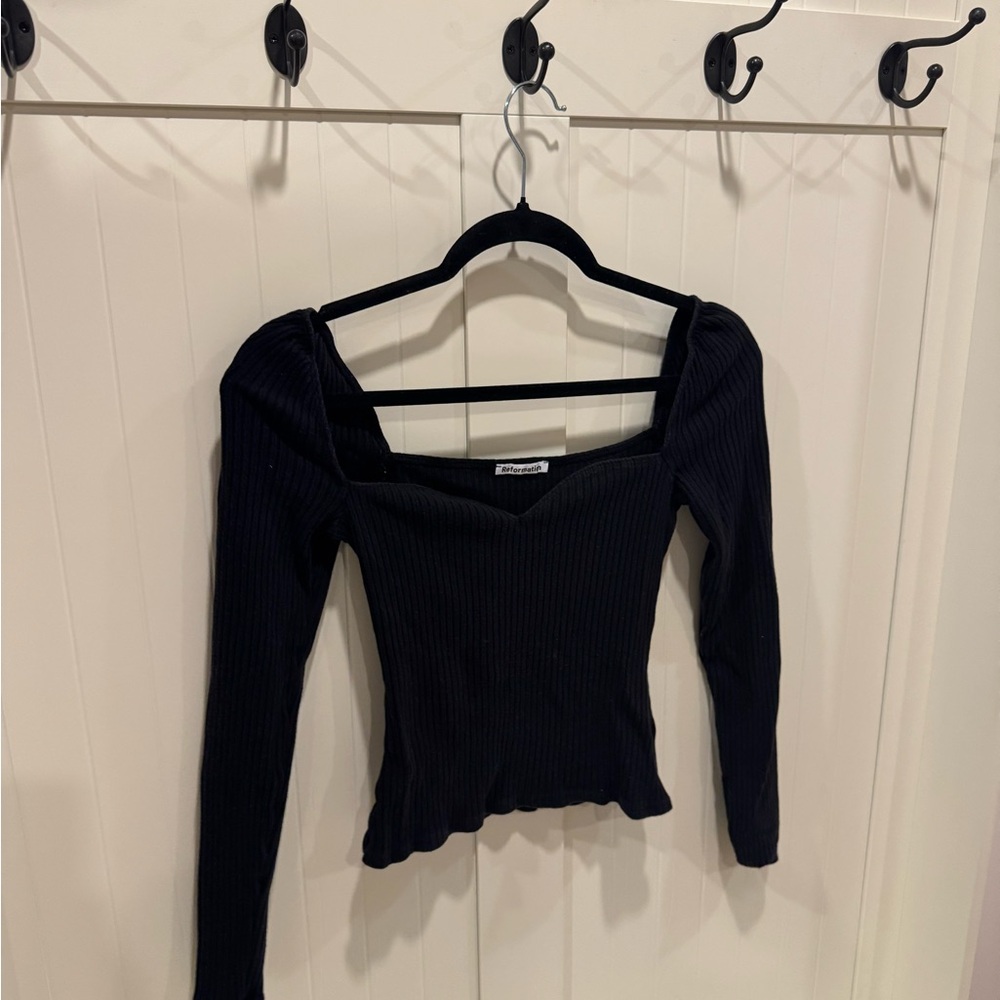 Reformation Black Ribbed Top